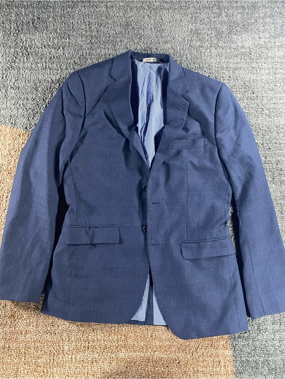 Banana Republic 38R Tailored Slim Fit Blazer Jacket 38 Regular Navy Blue Grey